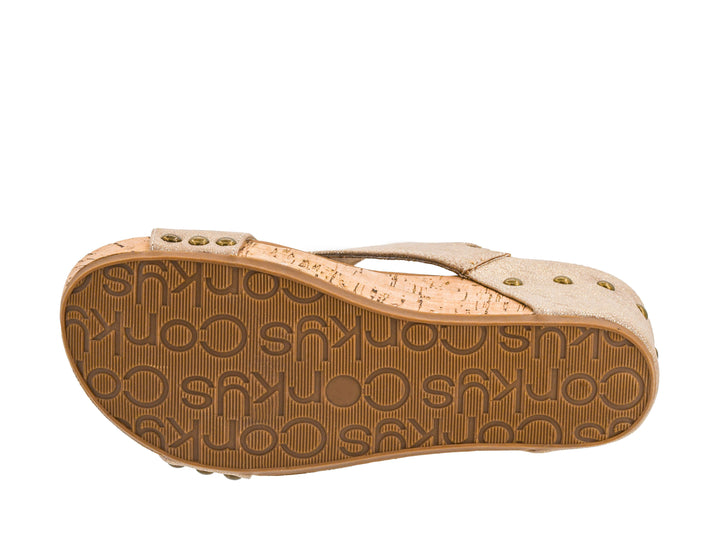 GOLD WASHED METALLIC CARLEY PLATFORM WEDGE