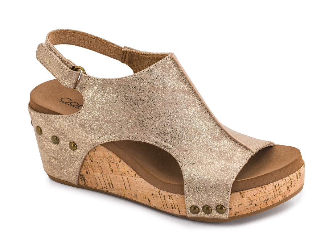 GOLD WASHED METALLIC CARLEY PLATFORM WEDGE