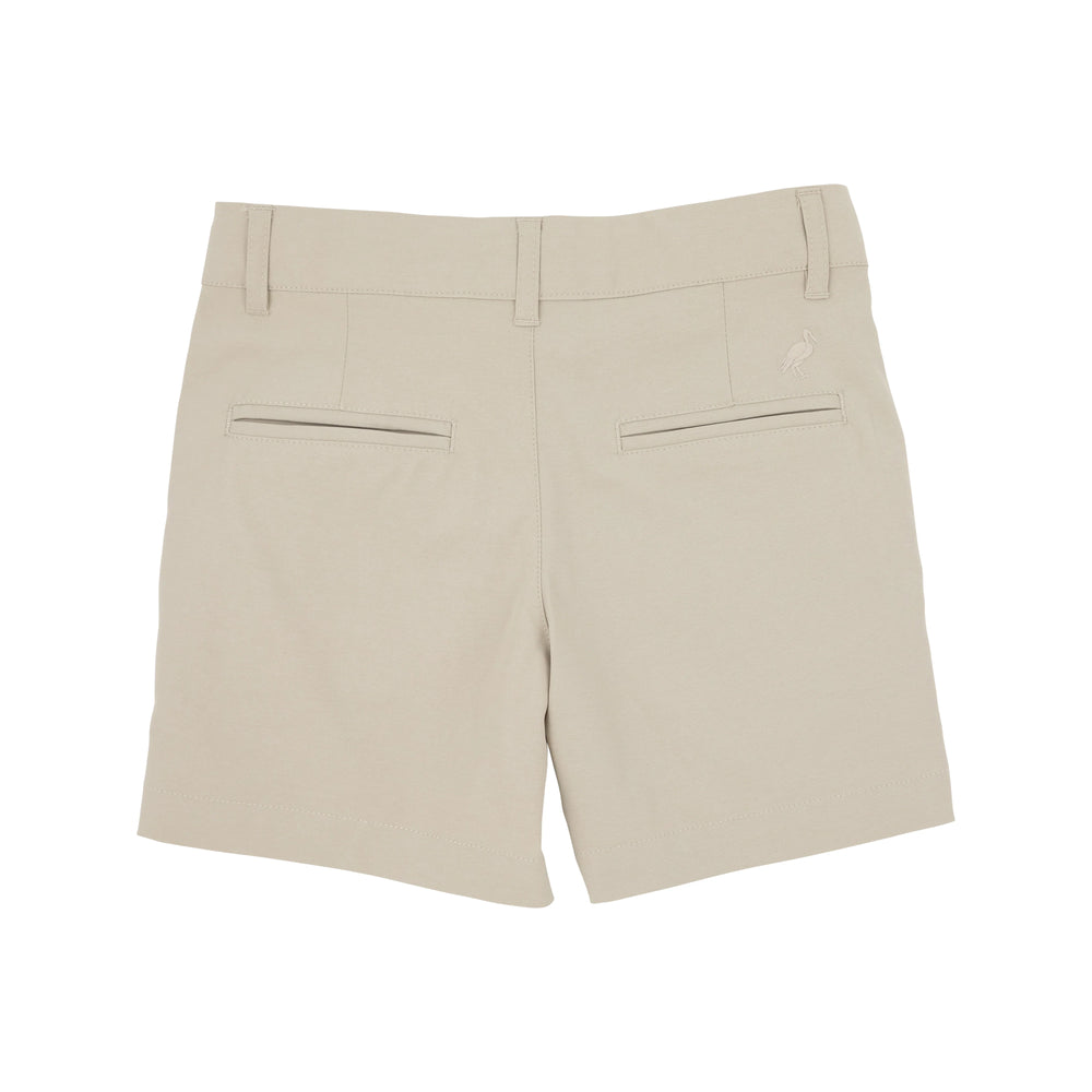 back of boys beige shorts