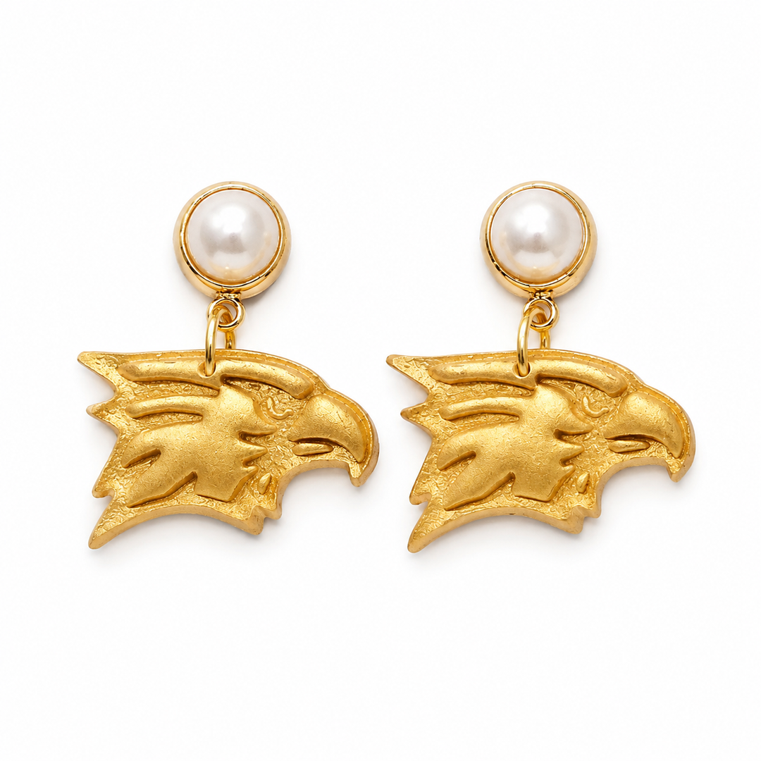 GOLD EAGLE PEARL CLAY EARRINGS
