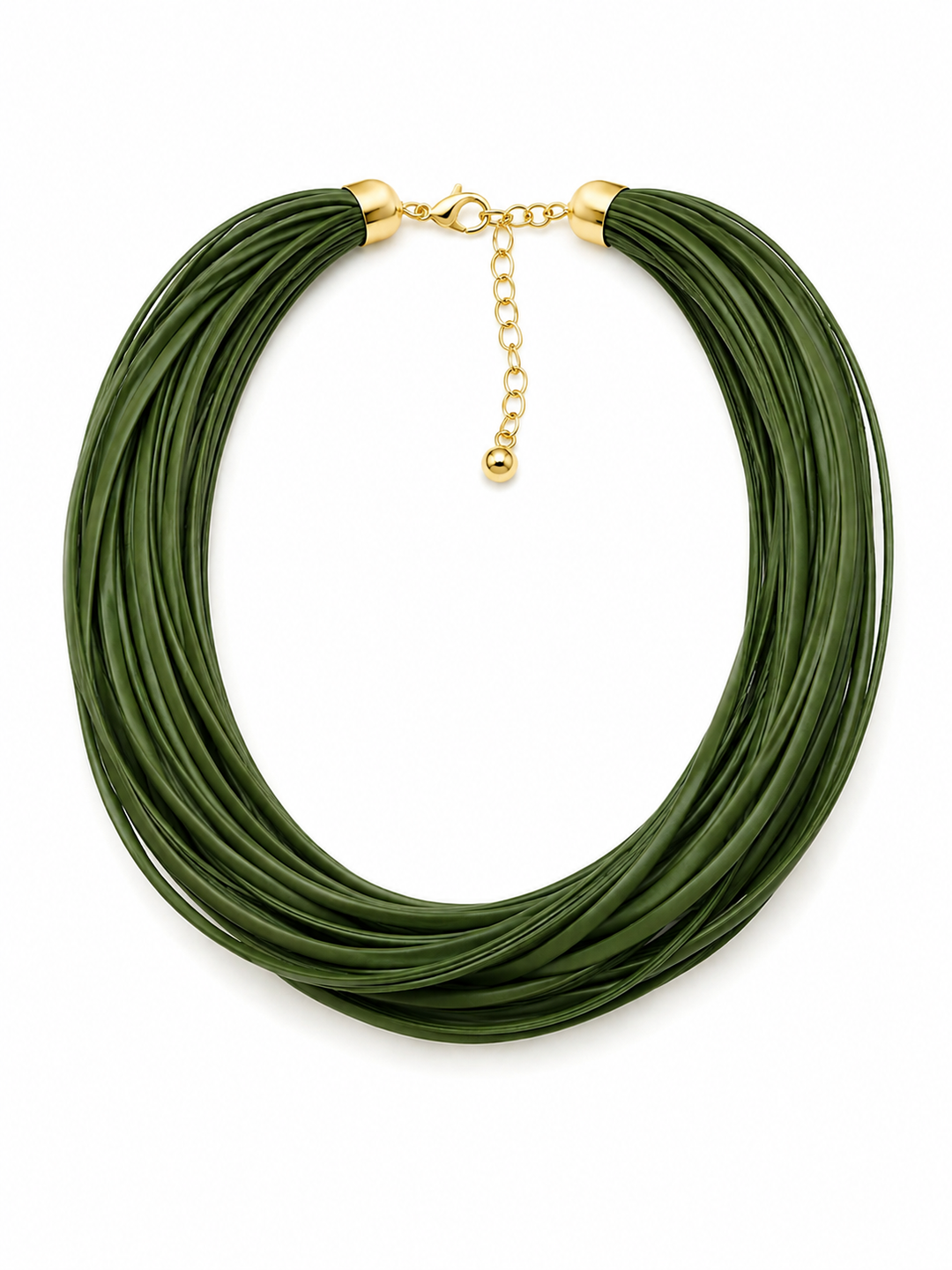 MATTE SAGE LEATHERETTE STRAND NECKLACE