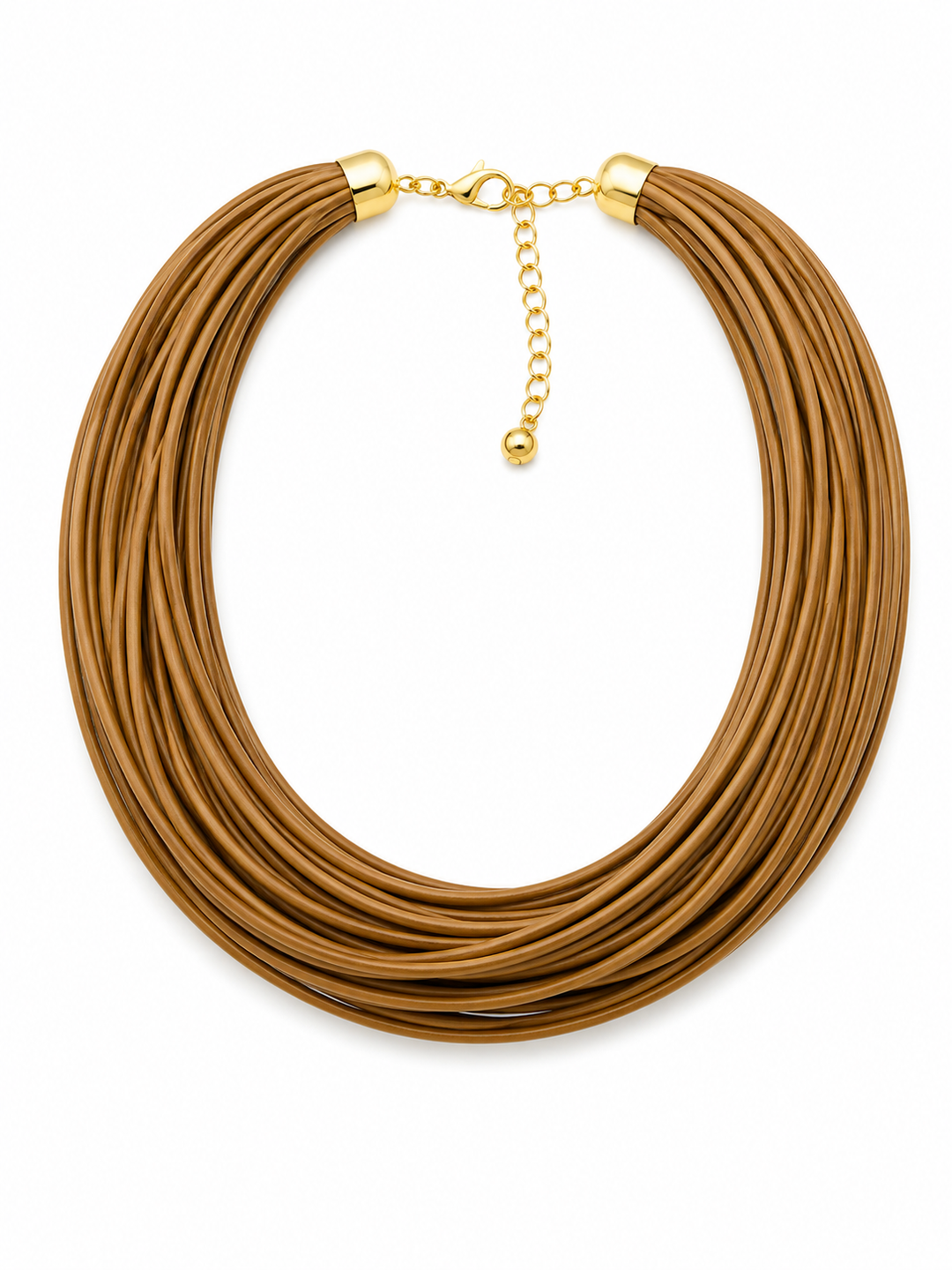 MATTE DARK TAUPE LEATHERETTE STRAND NECKLACE