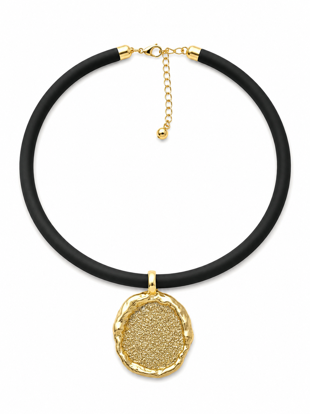 BLACK STAMPED PENDANT NECKLACE