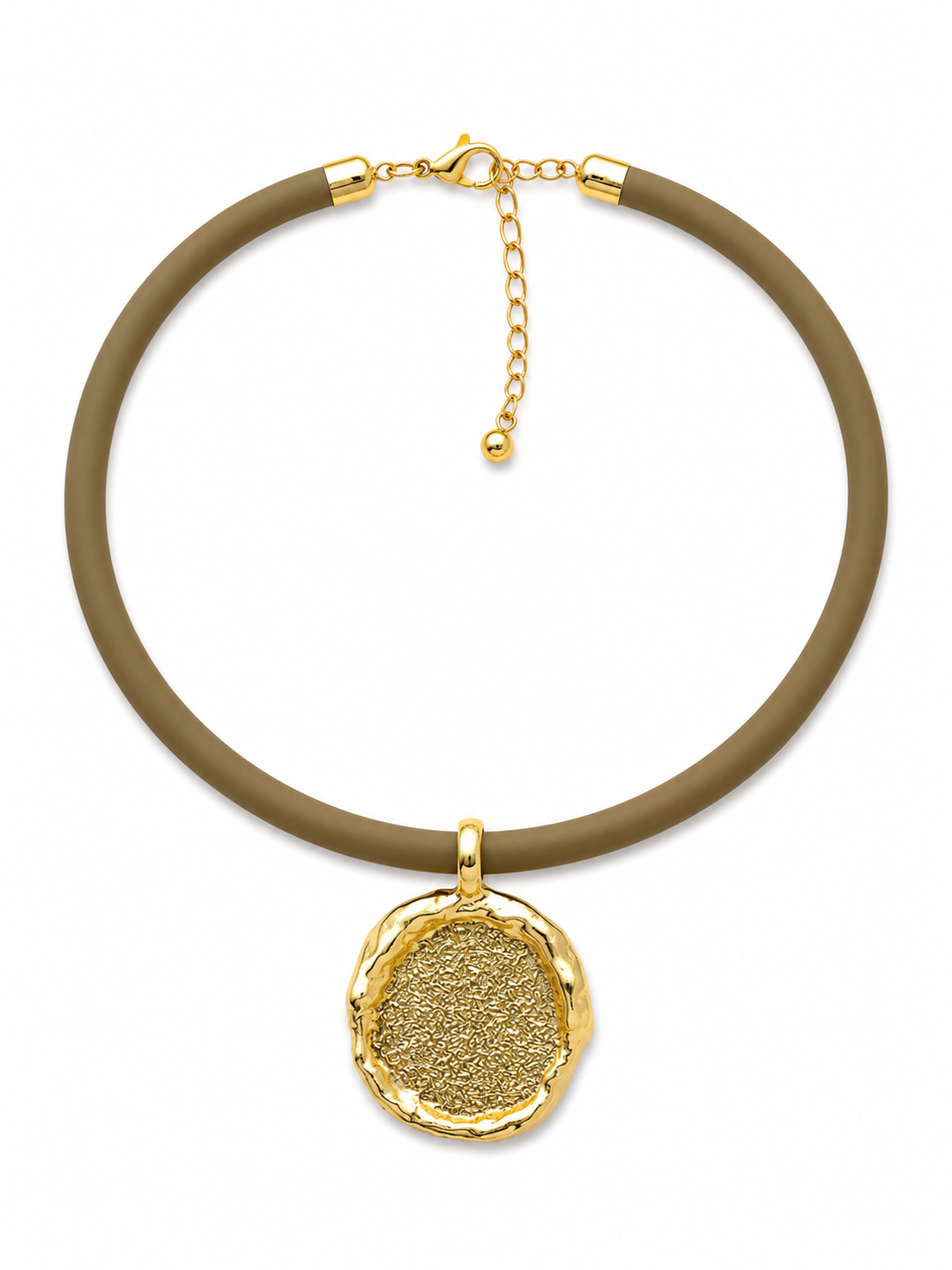TAUPE STAMPED PENDANT NECKLACE