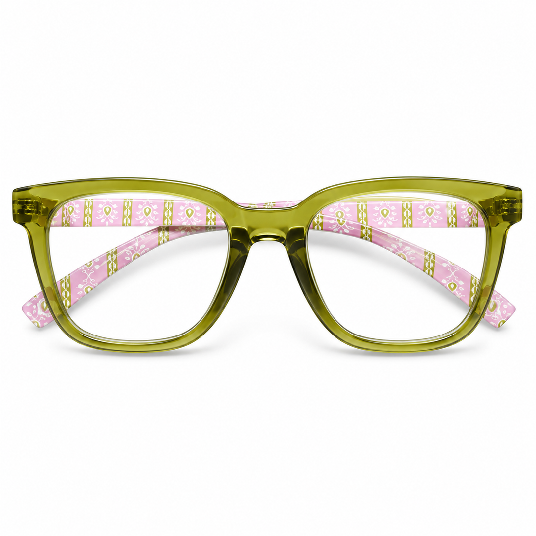 TO THE MAX - GREEN/ROSEMARY STRIPE PINK READING GLASSES