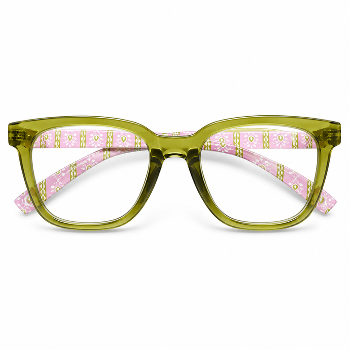 TO THE MAX - GREEN/ROSEMARY STRIPE PINK READING GLASSES