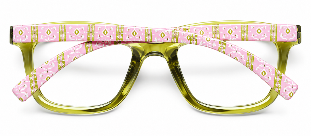 TO THE MAX - GREEN/ROSEMARY STRIPE PINK READING GLASSES
