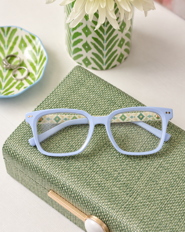 SIDEBAR - LIGHT BLUE/ROSEMARY STRIPE LAVENDER READING GLASSES