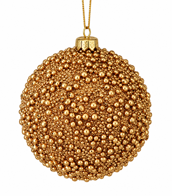 Gold Glitter Mini Bead Ball Ornament