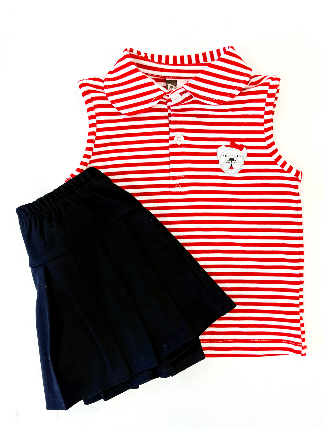 Bulldogs Skort Set – Baby Girl Game Day Outfit with Bulldog Design | Walker Boutique