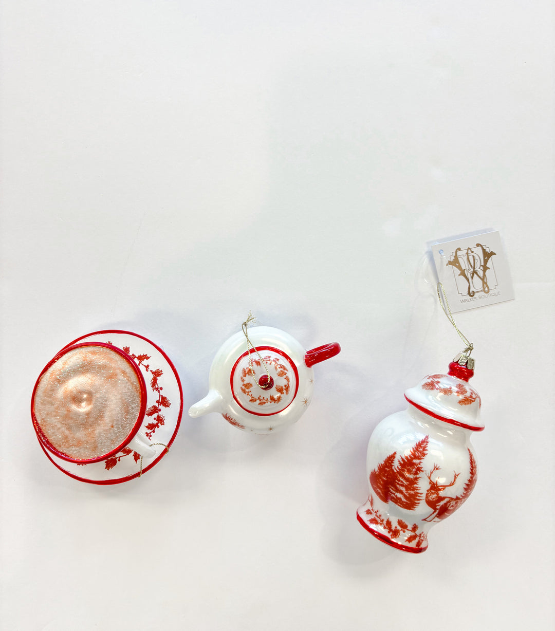 Yuletide Chinoiserie Ornament – Red & White Christmas Ornament | Walker Boutique