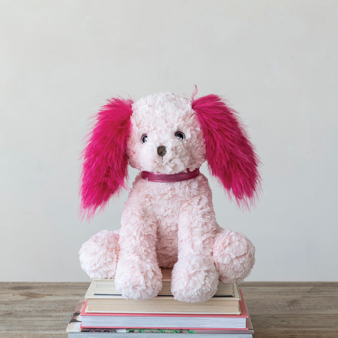 PINK POODLE WITH FUCHSIA EARS STUFFED ANIMAL