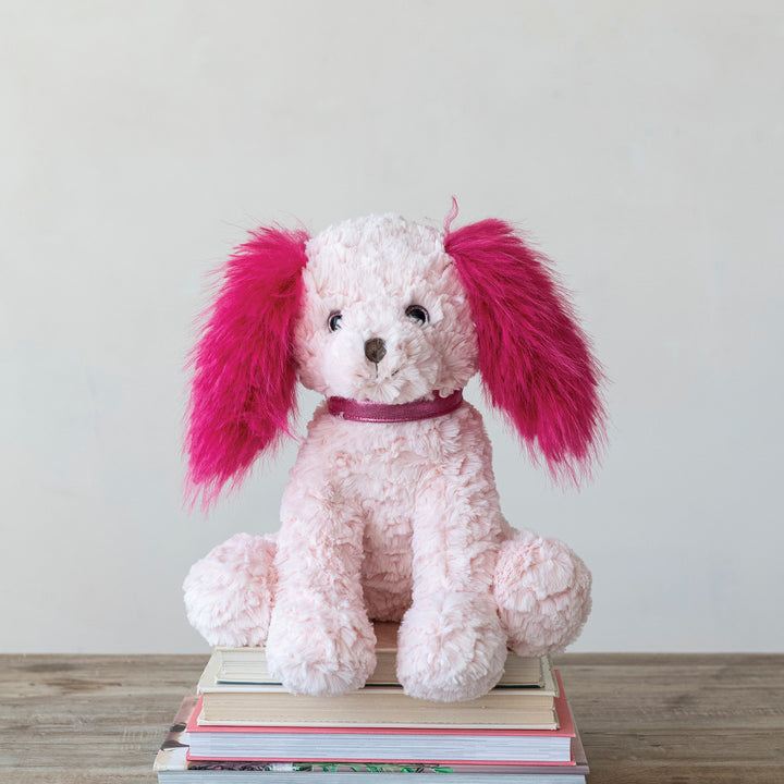 PINK POODLE WITH FUCHSIA EARS STUFFED ANIMAL