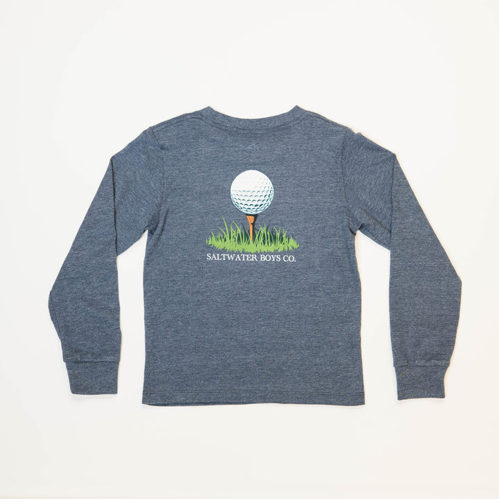 HEATHER BLUE GOLF BALL LONG SLEEVE GRAPHIC TEE