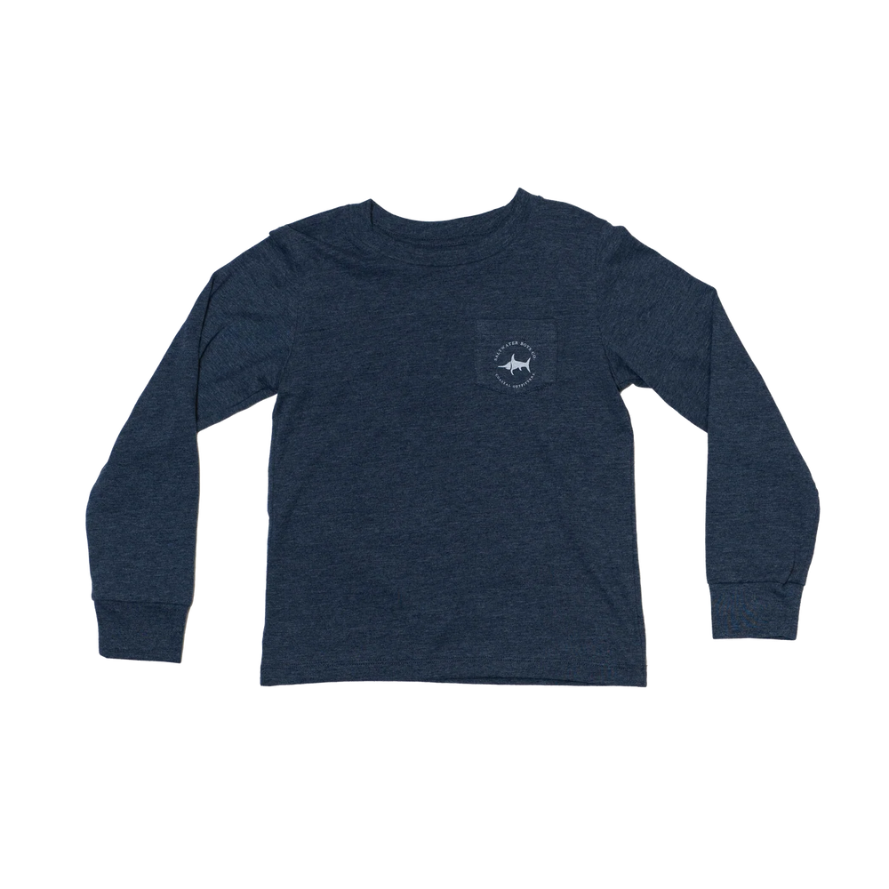 LONG SLEEVE BLUE BOYS T-SHIRT WITH FRONT POCKET