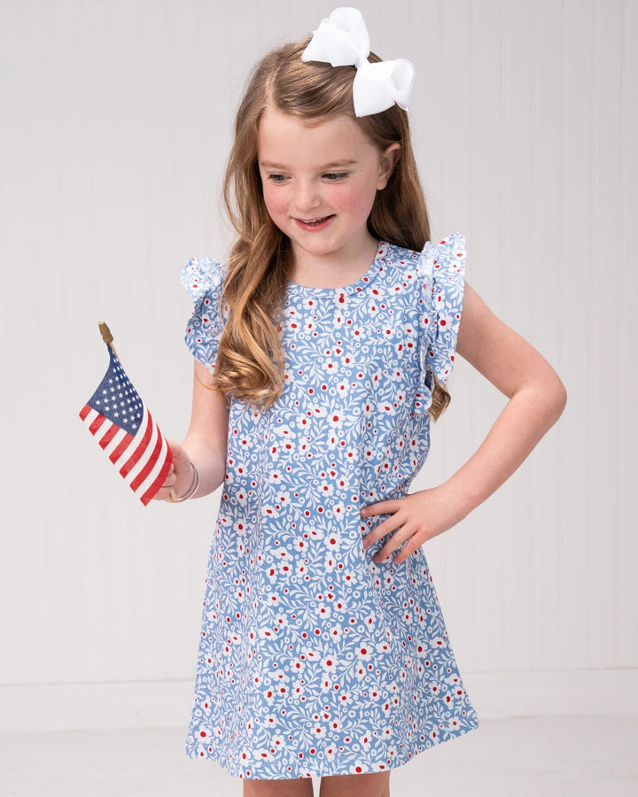 RED WHITE BLUE FLORAL LORI DRESS