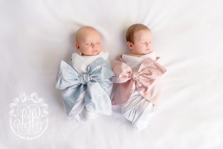 SEA BLUE SILK BOW SWADDLE