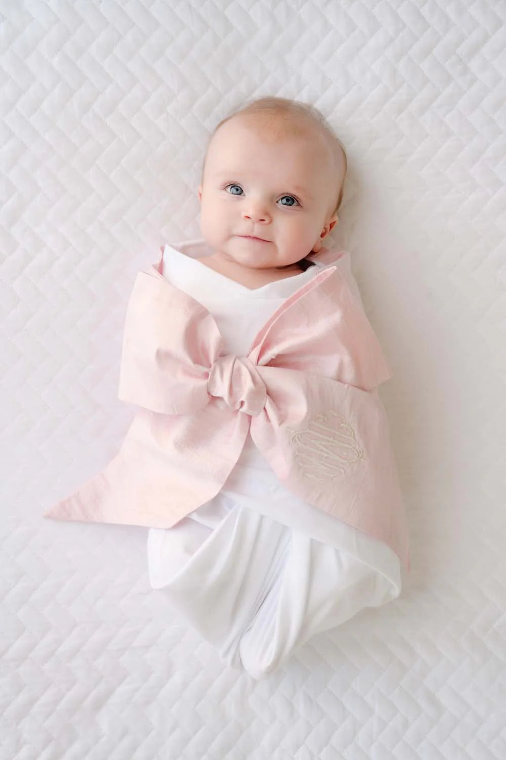 SOUTHERN BLUSH SILK BOW SWADDLE