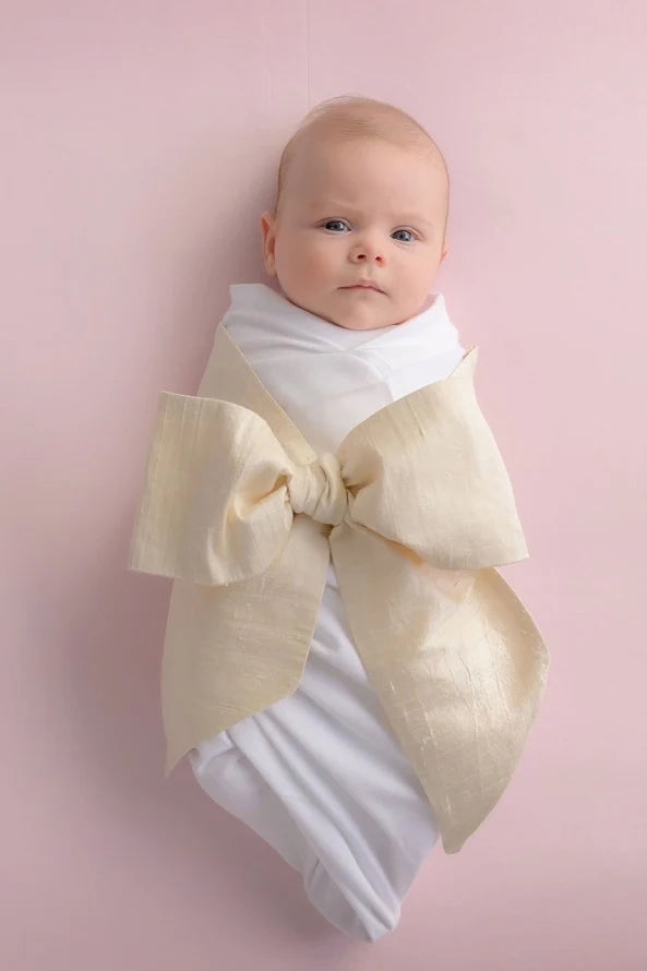 PEARL STRAND SILK BOW SWADDLE