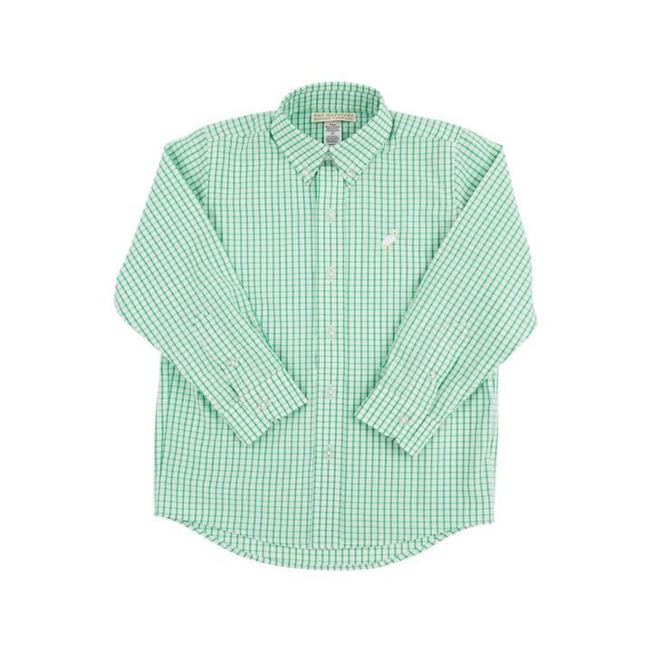 KIAWAH KELLY GREEN WINDOWPANE DEAN'S LIST DRESS SHIRT