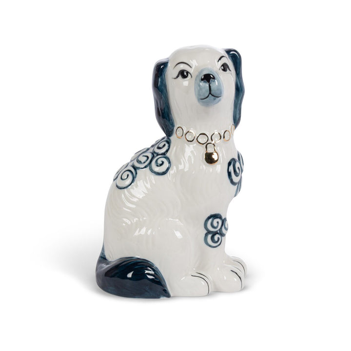 NAVY PORCELAIN STAFFORDSHIRE DOG FIGURINE SET