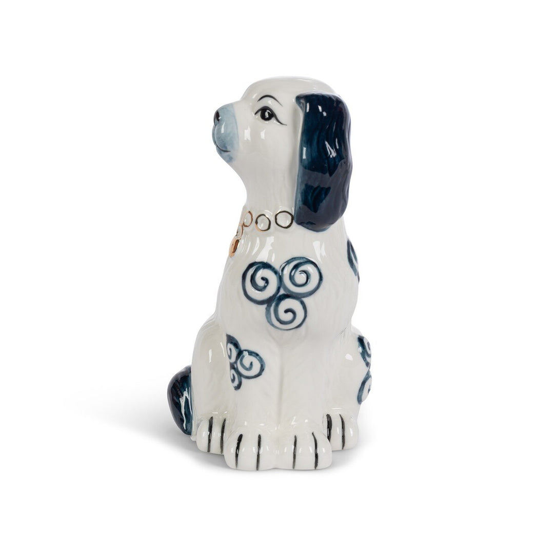 NAVY PORCELAIN STAFFORDSHIRE DOG FIGURINE SET