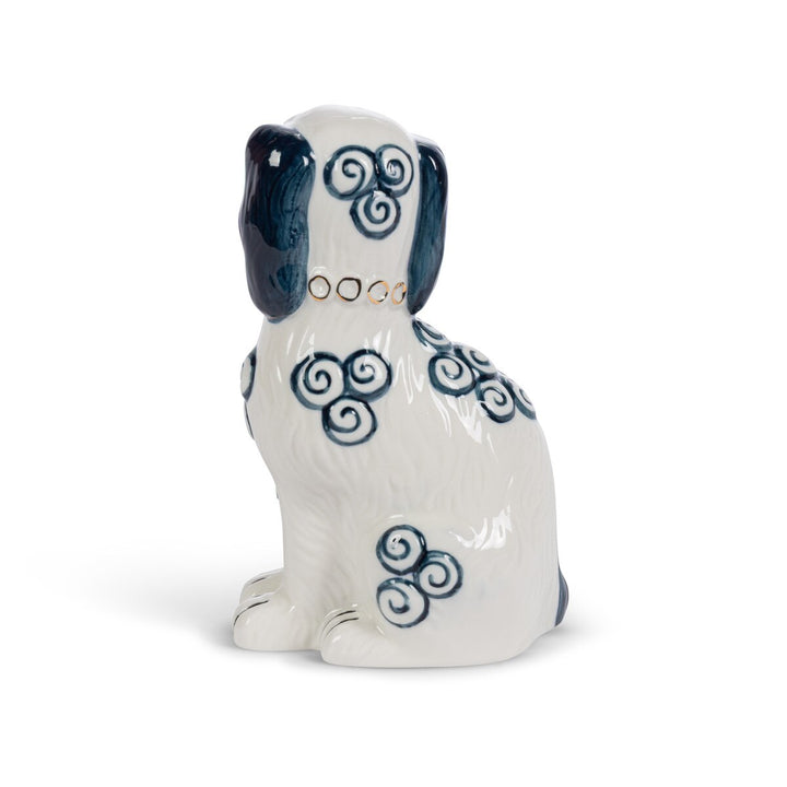 NAVY PORCELAIN STAFFORDSHIRE DOG FIGURINE SET
