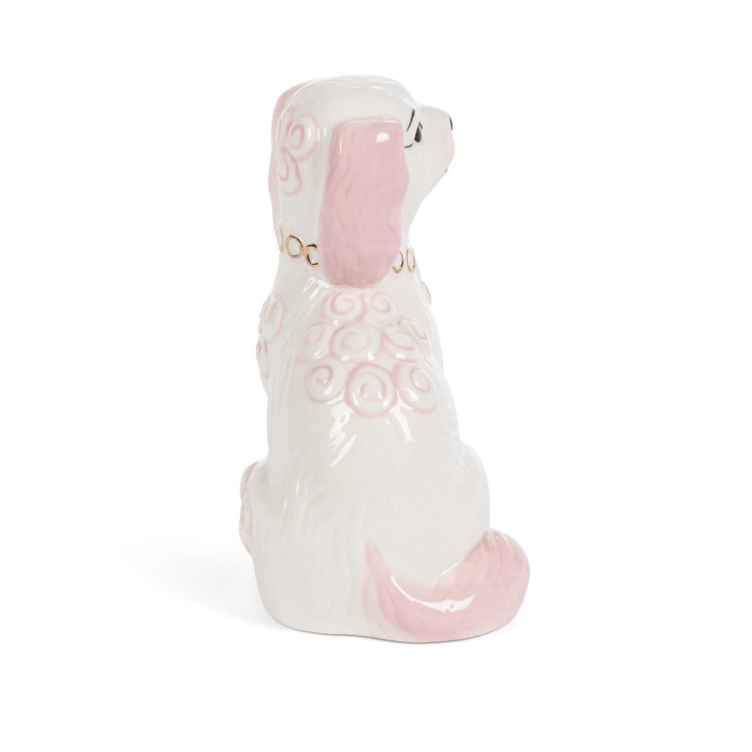 PINK PORCELAIN STAFFORDSHIRE DOG FIGURINE SET