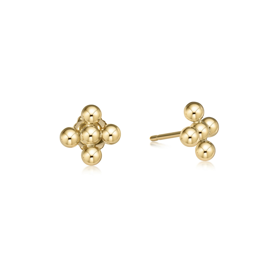 CLASSIC BEADED SIGNATURE CROSS STUD - 3MM BEAD GOLD