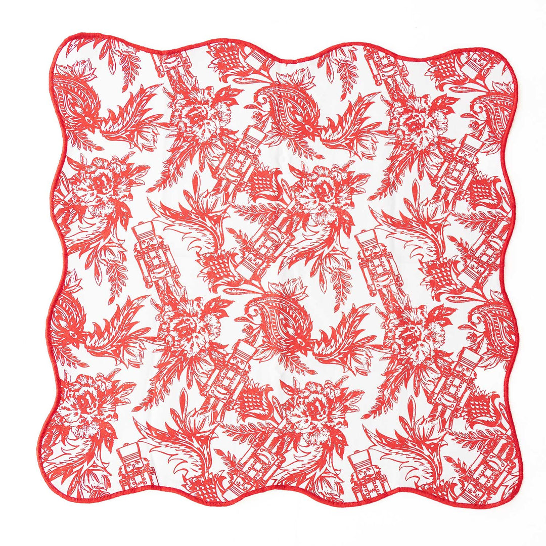 NUTCRACKER TOILE SCALLOPED NAPKIN SET OF 2