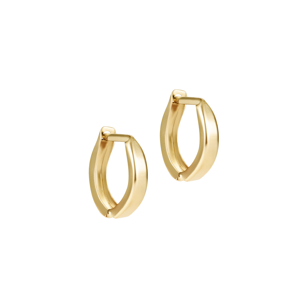 Gold hoop earrings on a white background
