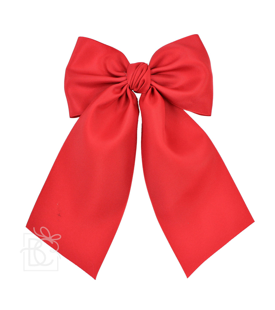 Red Satin Hair Bow with Euro Knot | Boutique Girls Hair Bow