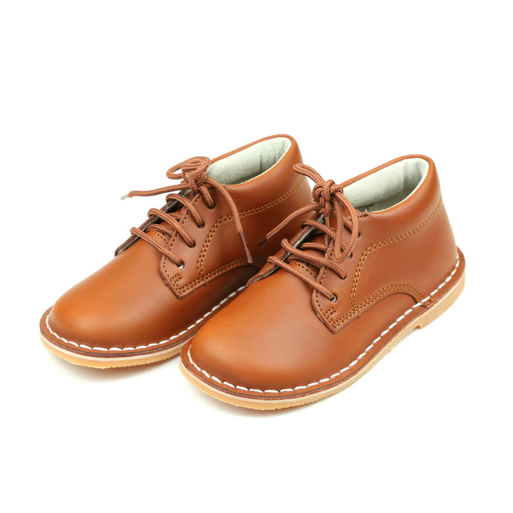 COGNAC TUCK LACE UP SHOE