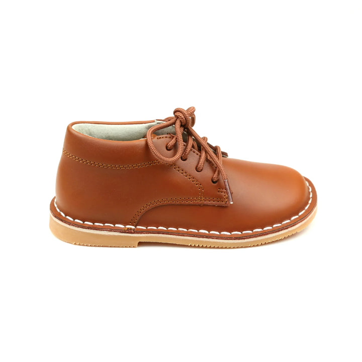 COGNAC TUCK LACE UP SHOE