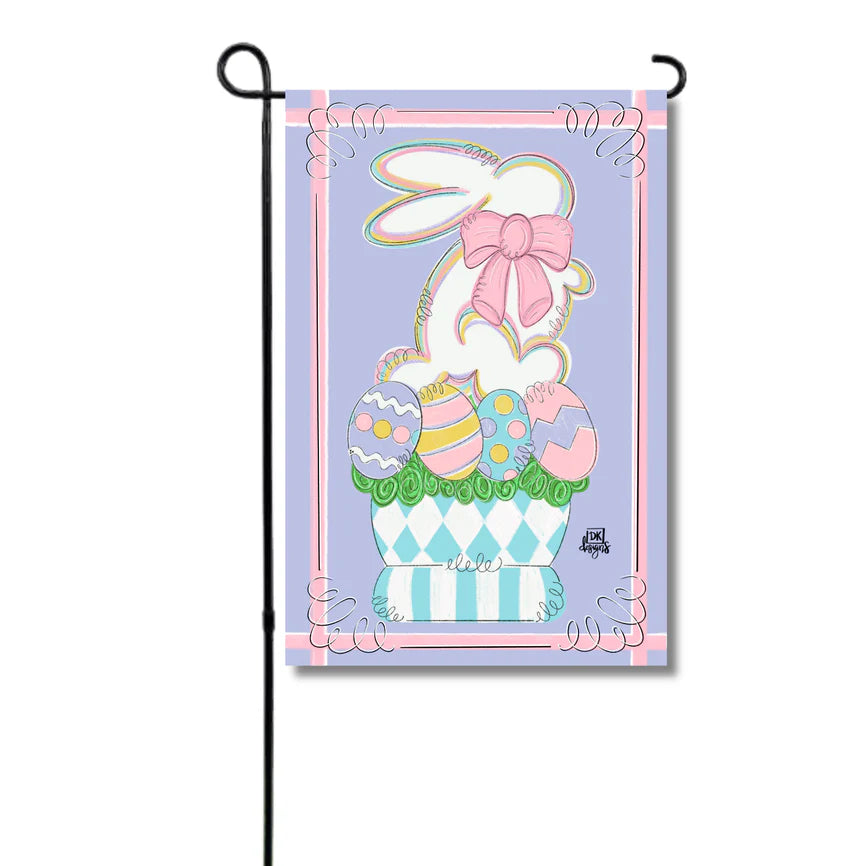 lavender BUNNY TOPIARY GARDEN FLAG