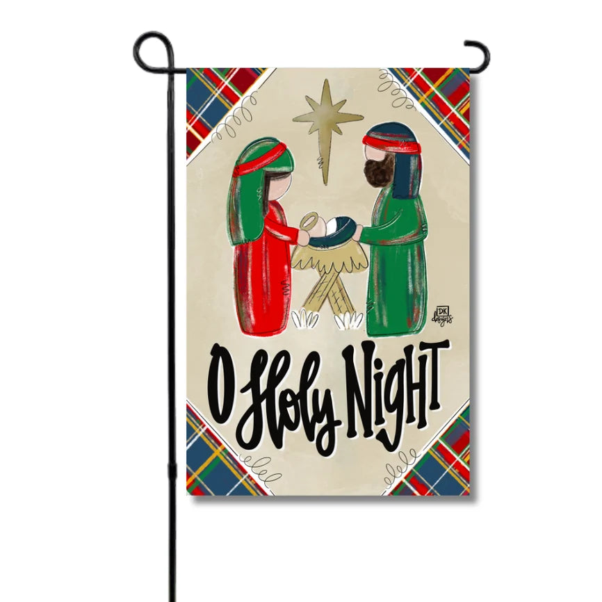 RED & GREEN NATIVITY GARDEN FLAG