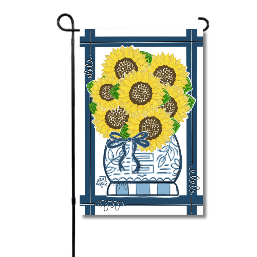 SUNFLOWER FLOWER POT GARDEN FLAG