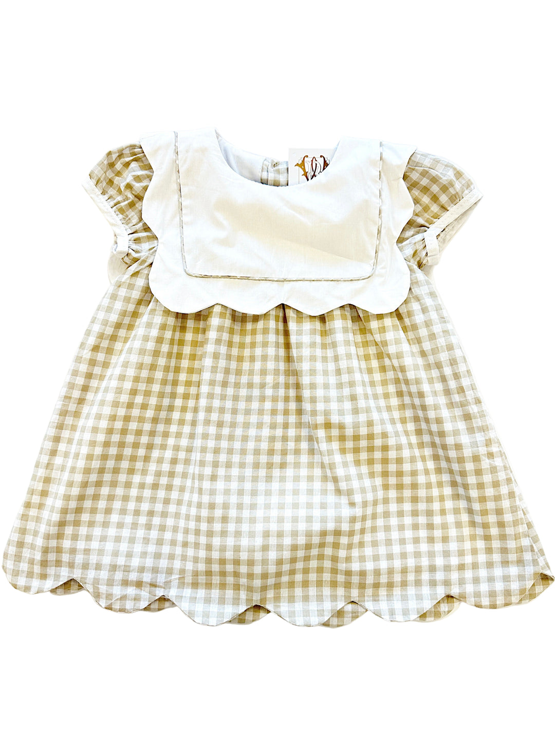 Gingham Khaki Little Girl Dress – Classic Southern Style Gingham Dress for Girls | Walker Boutique