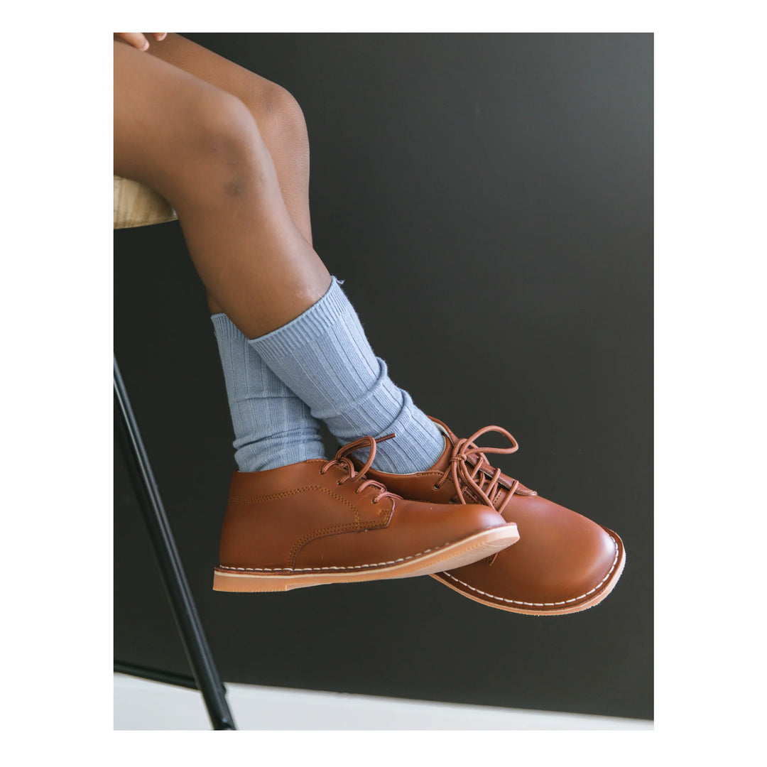 COGNAC TUCK LACE UP SHOE