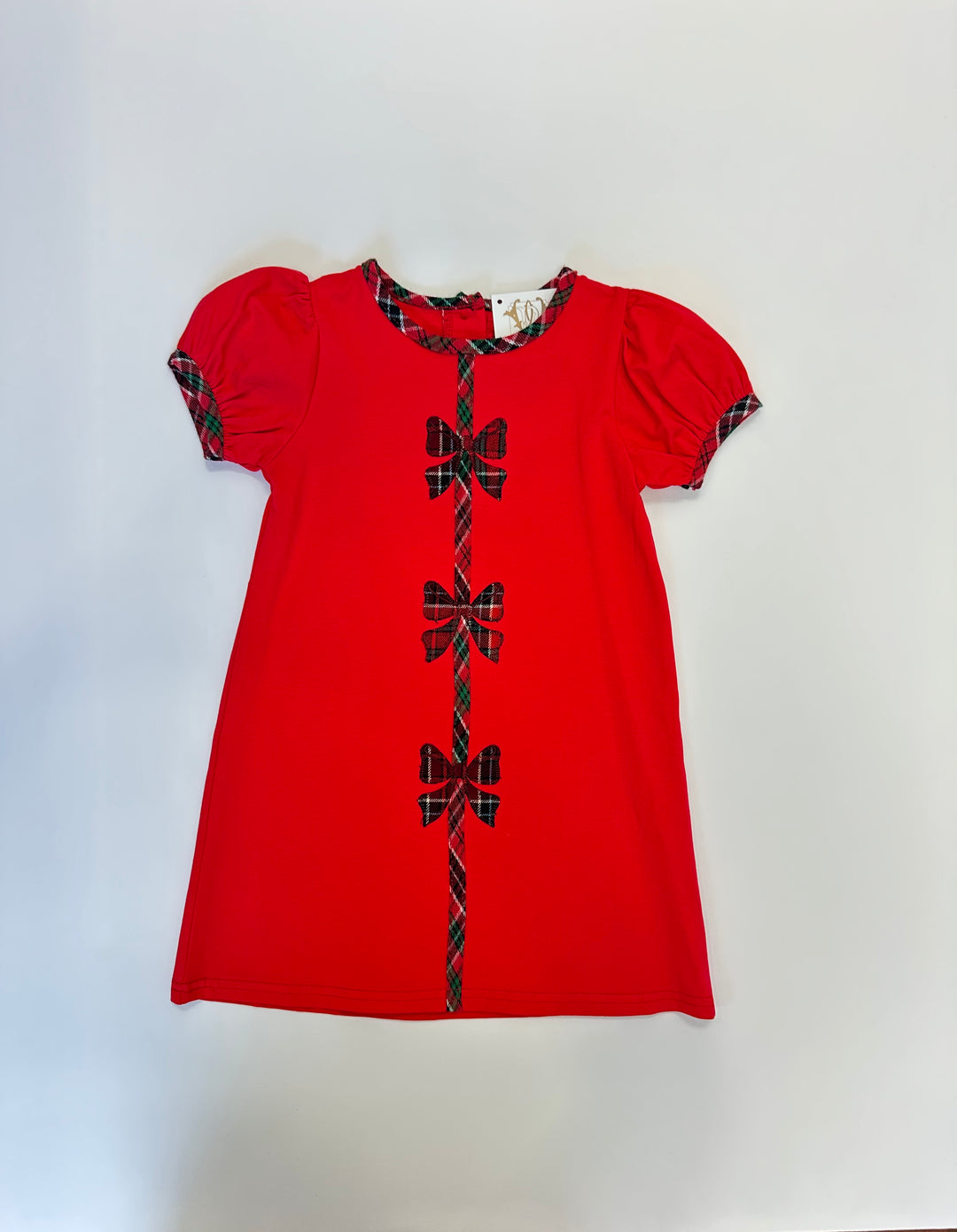Red Holly Bow Dress – Festive Holiday Dress with Holly Bow Accents for Girls | Walker Boutique