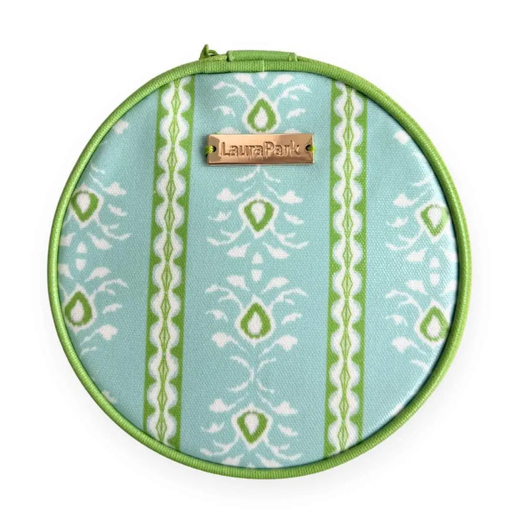 ROSEMARY STRIPE BLUE ROUND JEWELRY CASE
