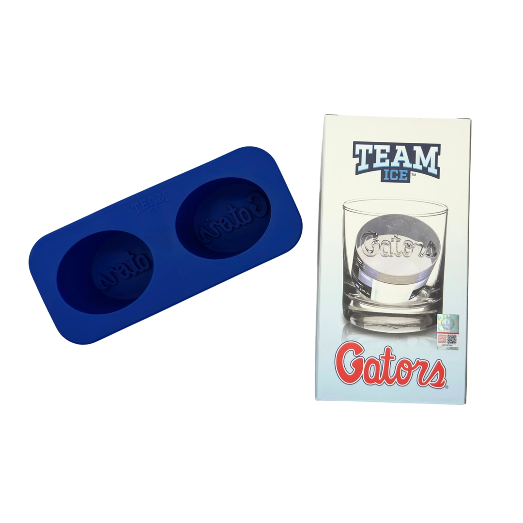 BLUE FLORIDA GATORS TEAM ICE MOLD OVAL ICE MOLD AND RECTANGULAR PACKING ON WHITE BACKGROUND