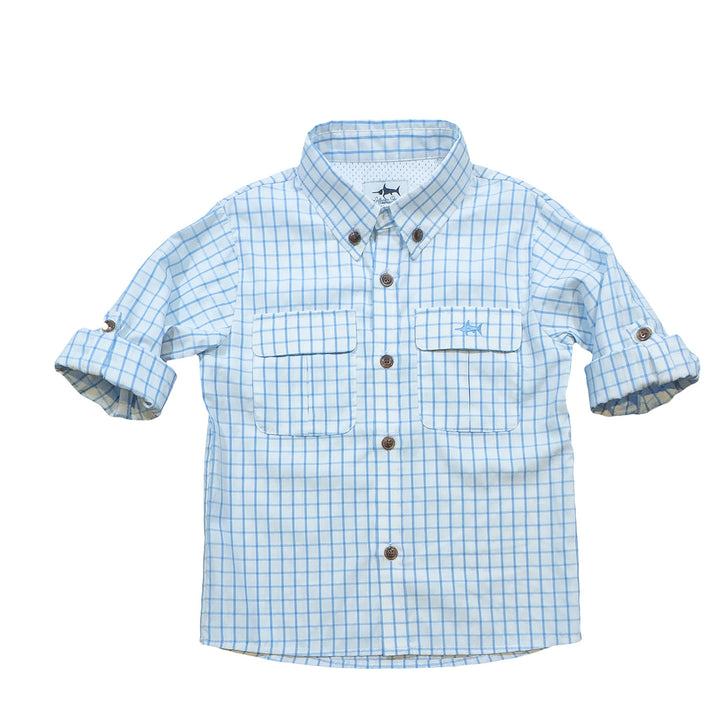 WHITE & BLUE PLAID FLAGLER FISHING SHIRT
