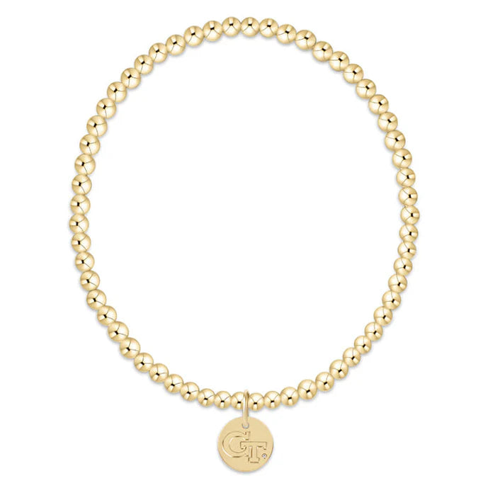 gold beaded bracelet with Georgia Tech charm - enewton