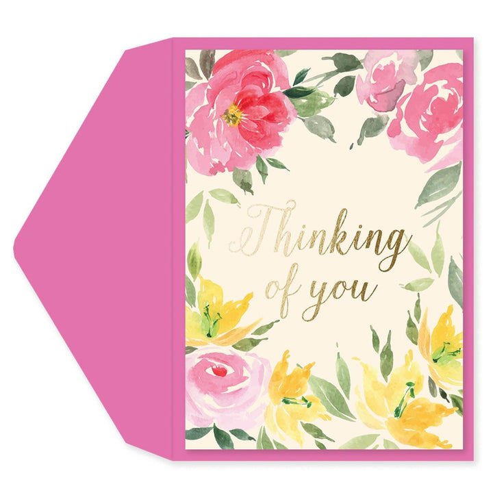 WATERCOLOR FLOWERS THINKING OF YOU CARD