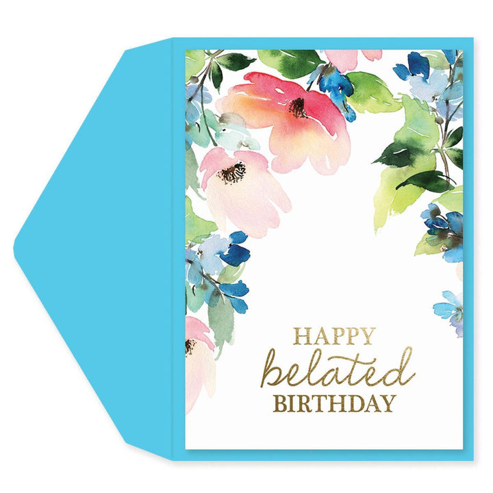 WATERCOLOR FLORAL BELATED BIRTHDAY CARD