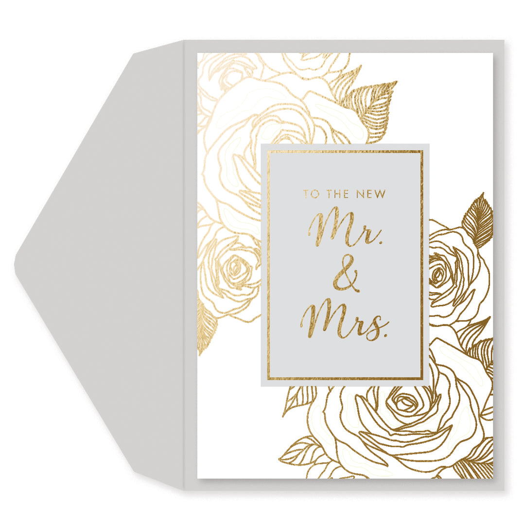 MR. & MRS. FOIL FLORAL WEDDING CARD