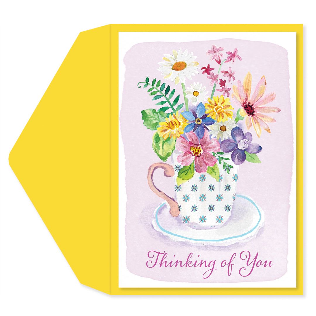 FLOWER TEA CUP THINKING OF YOU GET WELL CARD