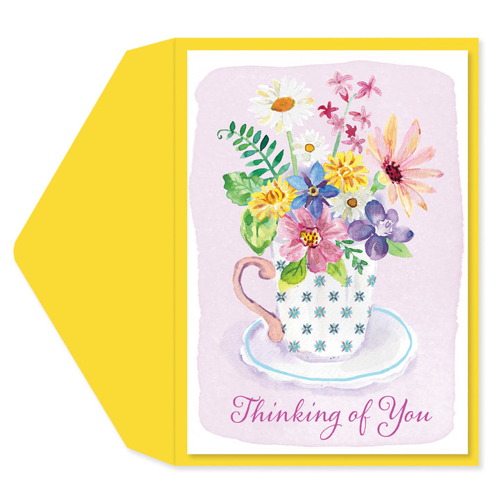 FLOWER TEA CUP THINKING OF YOU GET WELL CARD