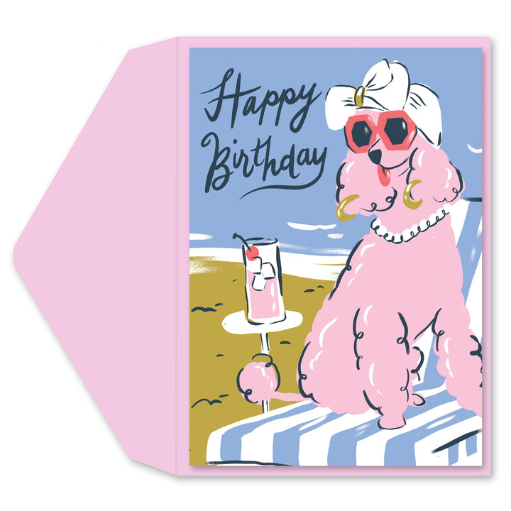 POODLE HAPPY BIRTHDAY GREETING CARD
